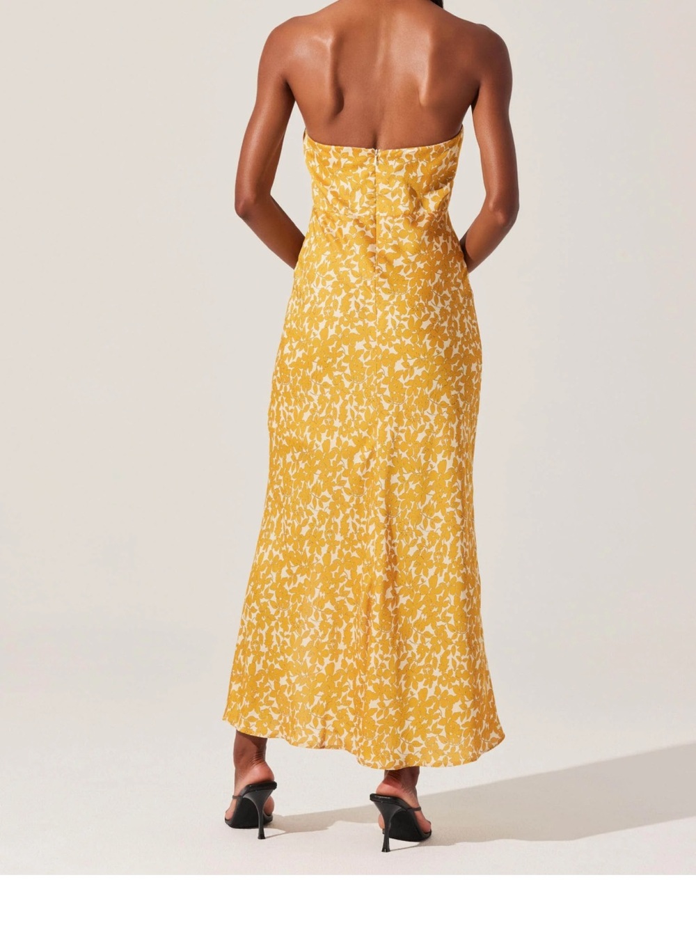 Yellow Halter Maxi Dress with Side Slit - Picture 2 of 2
